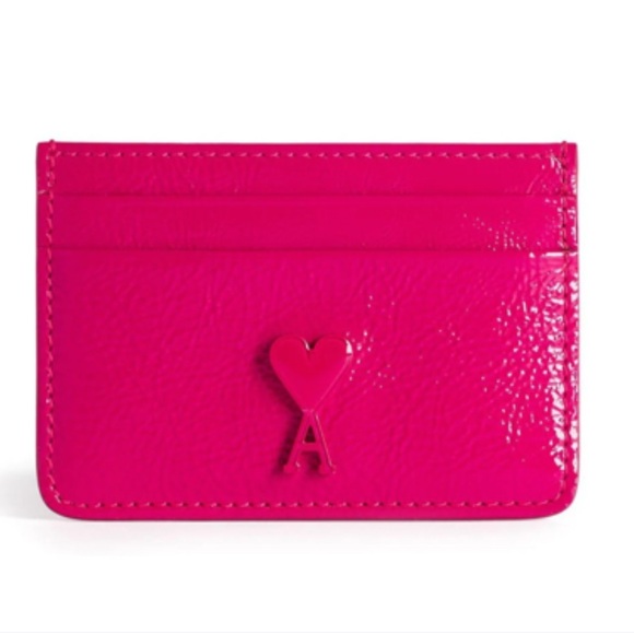 AUTH Ami Pink Patent Leather Card Case - Picture 1 of 3